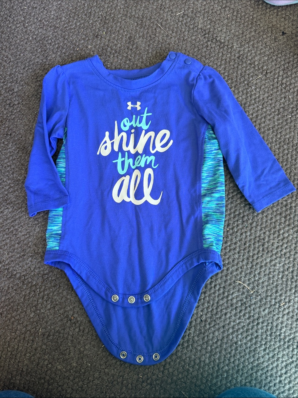 Under Armour Royal Blue Long-Sleeve Baby One-Piece with Aqua Side Panels